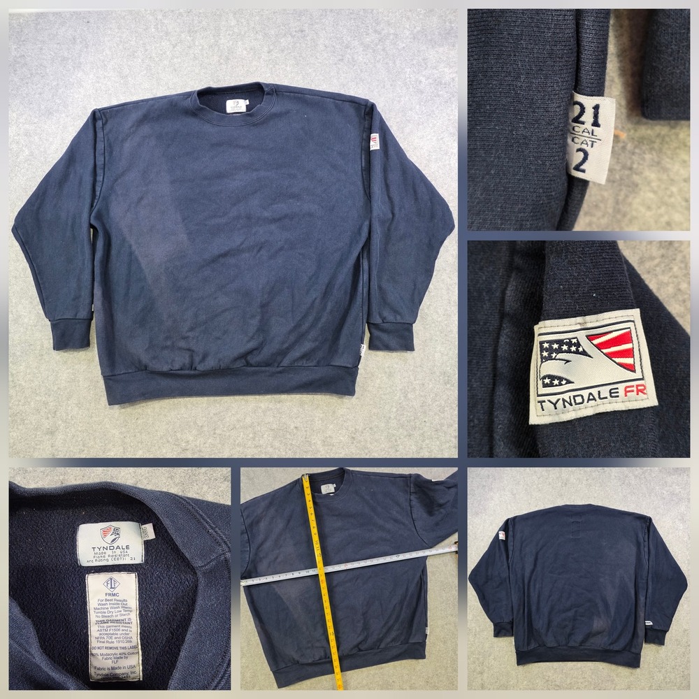 Tyndale Sweatshirt Mens 3XL Blue Flame Resistant FRMC Pullover USA Cat 2 Cal 21
